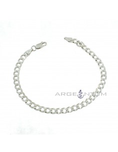 White gold plated 5 mm curb mesh bracelet in 925 silver