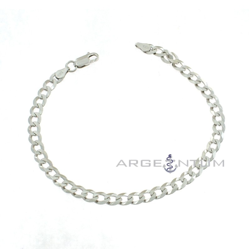 Bracciale maglia grumetta da 5 mm placcato oro bianco in argento 925