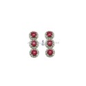 Lobe earrings with red zircons in white gold plated white zircon frames in 925 silver