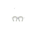 White gold plated white zircon horseshoe earrings in 925 silver