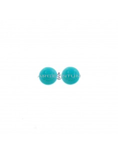 White gold plated half sphere lobe earrings in turquoise paste in 925 silver