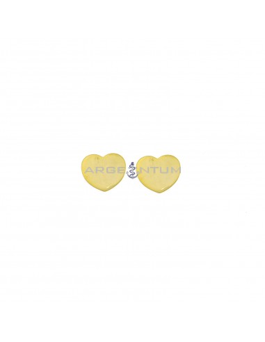 Yellow gold plated heart lobe earrings 10x10 mm in 925 silver