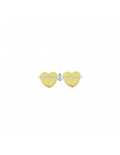 Yellow gold plated 13x13 mm plate heart lobe earrings in 925 silver