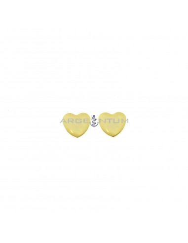 Yellow gold plated 13x13 mm plate heart lobe earrings in 925 silver