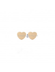 Rose gold plated 13x13 mm plate heart lobe earrings in 925 silver