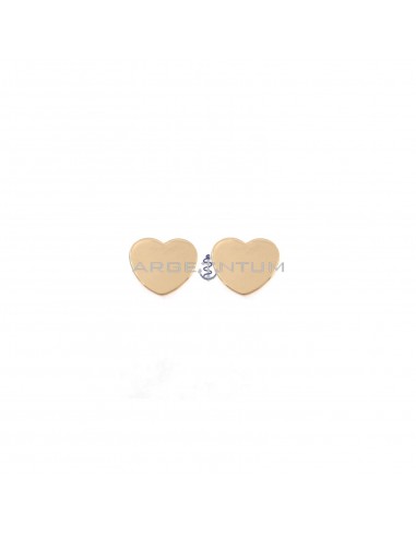 Rose gold plated 13x13 mm plate heart lobe earrings in 925 silver