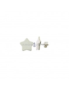 White gold plated 14x14 mm plate star lobe earrings in 925 silver