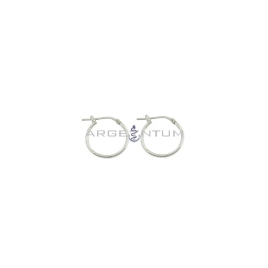 Tubular hoop earrings ø 18 mm with white gold plated snap clasp in 925 silver
