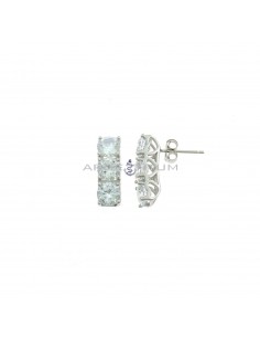 Trilogy earrings with white gold plated openwork heart settings in 925 silver