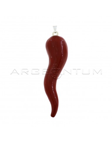 Horn pendant 20x81 mm red enamelled in 925 silver