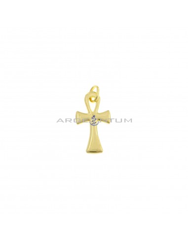 Ciondolo croce del Nilo a lastra traforata 14x27 mm placcato oro giallo in argento 925