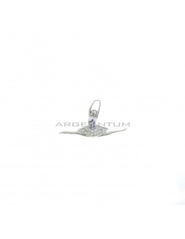 Ballerina pendant with white zircon tutu and white gold-plated counter-link in 925 silver