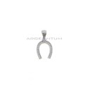 White gold plated white zircon horseshoe pendant in 925 silver