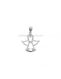Angel shape pendant with zircon head and 3 light points white gold plated in 925 silver