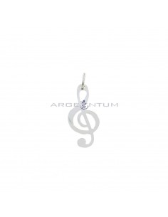 Treble clef pendant in white gold plated 925 silver