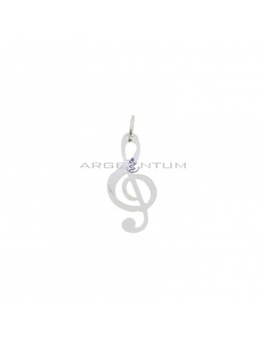 Treble clef pendant in white gold plated 925 silver