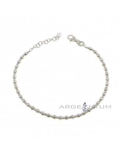 Bracelet with shiny spheres alternating with faceted spheres white gold plated in 925 silver