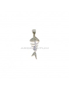 Bone pendant with white zircon head and tail and white gold plated openwork eye in 925 silver
