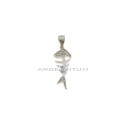 Bone pendant with white zircon head and tail and white gold plated openwork eye in 925 silver