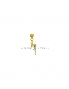 Yellow gold plated white zircon lightning pendant in 925 silver