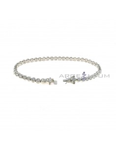 Chive tennis bracelet with 3 mm white zircons plated white gold in 925 silver