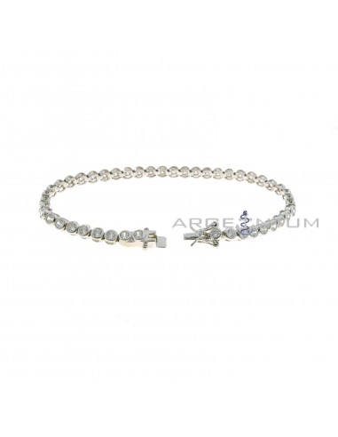 Chive tennis bracelet with 3 mm white zircons plated white gold in 925 silver