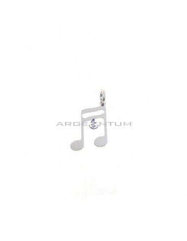 White gold plated musical note perforated plate pendant in 925 silver