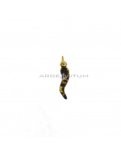 Horn pendant 6x22 mm enameled spotted yellow gold plated in 925 silver