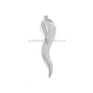 Ciondolo corno 20x80 mm placcato oro bianco in argento 925