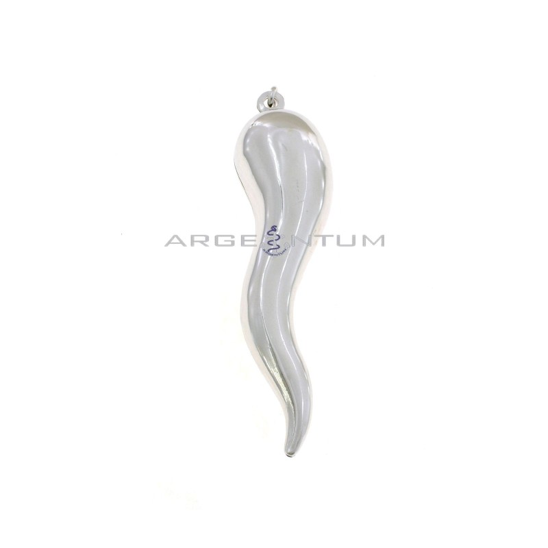 Ciondolo corno 20x80 mm placcato oro bianco in argento 925