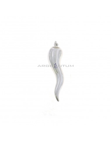 Horn pendant 15x60 mm white gold plated in 925 silver
