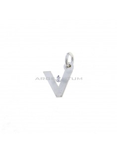 White gold plated letter V pendant in 925 silver