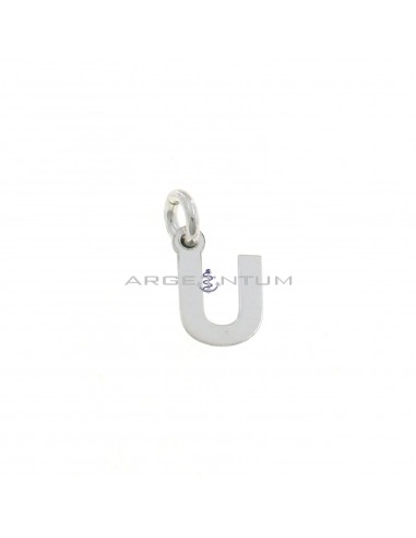 White gold plated letter U pendant in 925 silver
