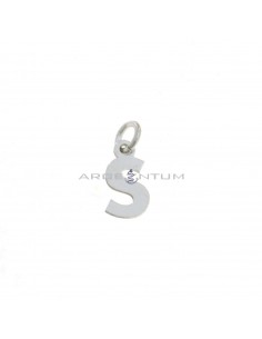 White gold plated letter S pendant in 925 silver