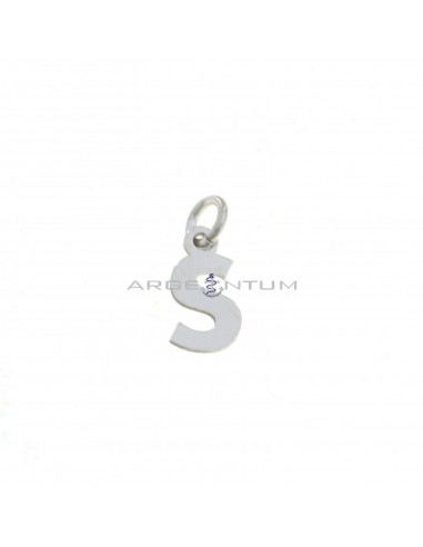 White gold plated letter S pendant in 925 silver