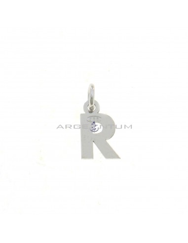 White gold plated letter R pendant in 925 silver