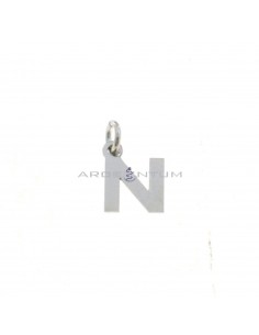 White gold plated letter N pendant in 925 silver
