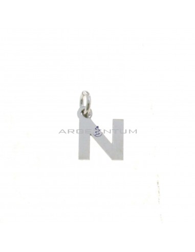 White gold plated letter N pendant in 925 silver