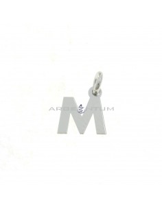 White gold plated letter M pendant in 925 silver