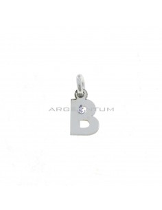 White gold plated letter B pendant in 925 silver