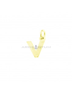 Yellow gold plated letter V pendant in 925 silver