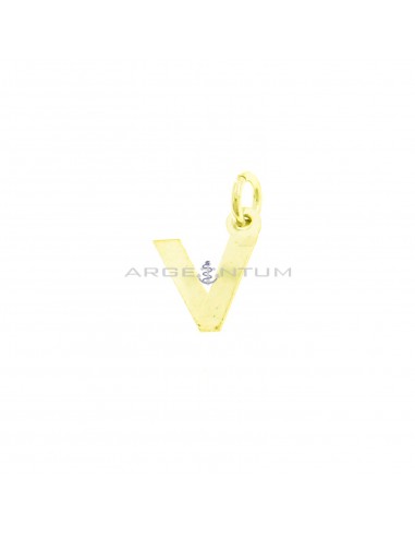 Yellow gold plated letter V pendant in 925 silver