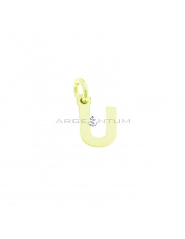 Yellow gold plated letter U pendant in 925 silver