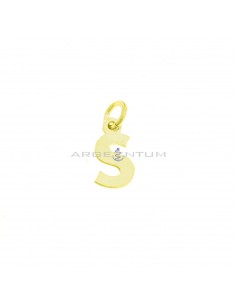 Yellow gold plated letter S pendant in 925 silver