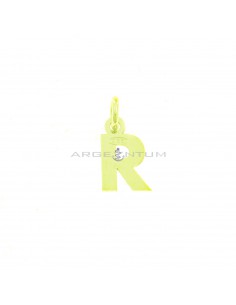 Yellow gold plated letter R pendant in 925 silver