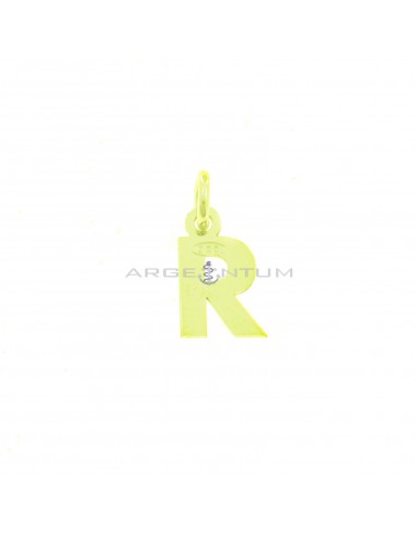Yellow gold plated letter R pendant in 925 silver
