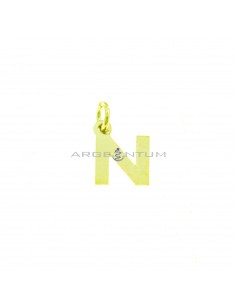 Yellow gold plated letter N pendant in 925 silver