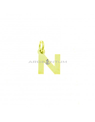 Yellow gold plated letter N pendant in 925 silver