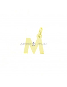 Yellow gold plated letter M pendant in 925 silver