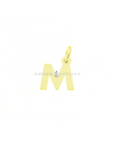 Yellow gold plated letter M pendant in 925 silver